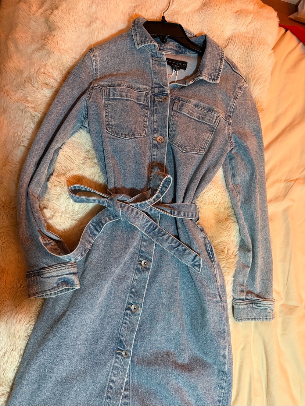 Sanctuary Denim Dress with Tie Waist - Light Blue